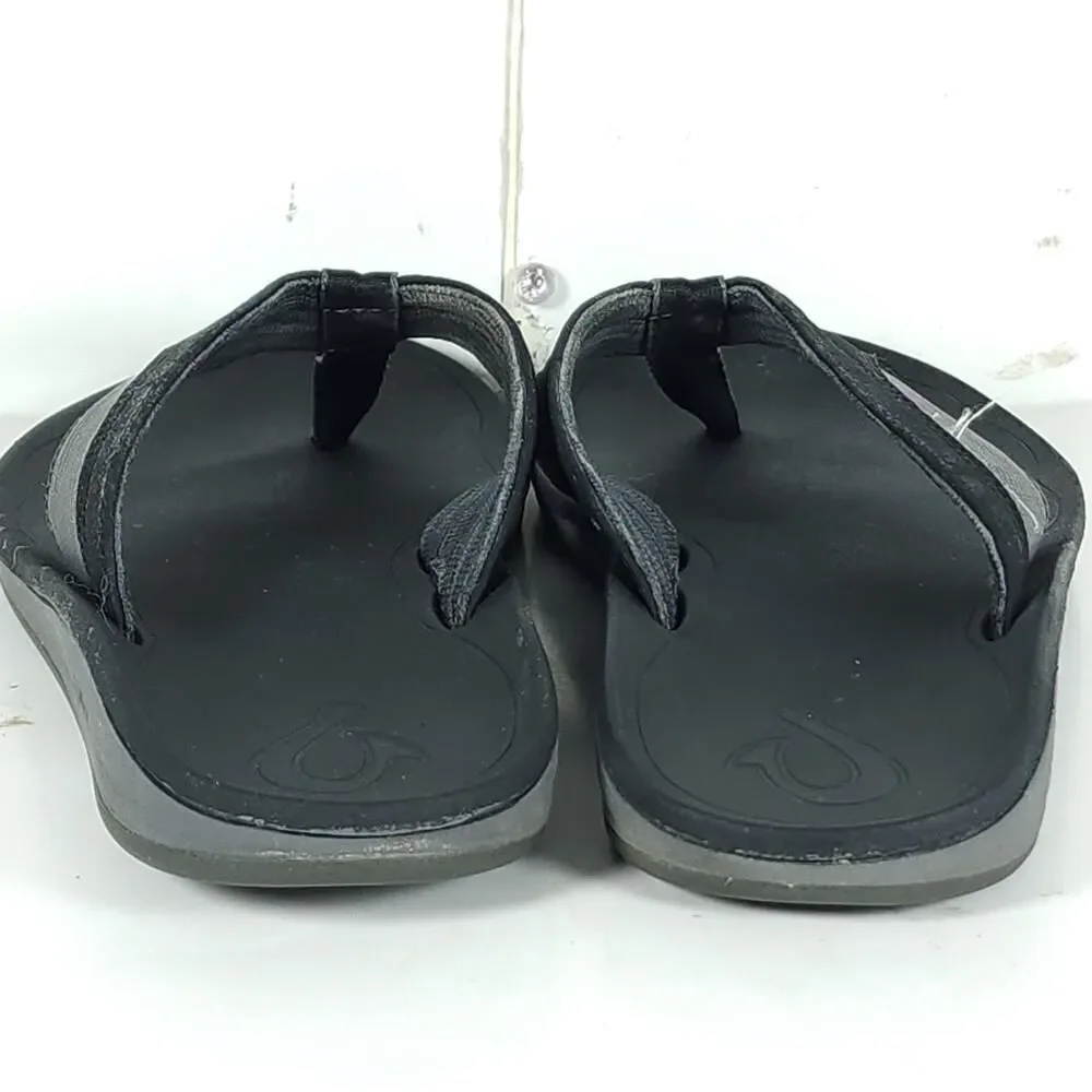 Olukai Men's Ohana US9? Black Gray Slip On Flat Thong Sandals